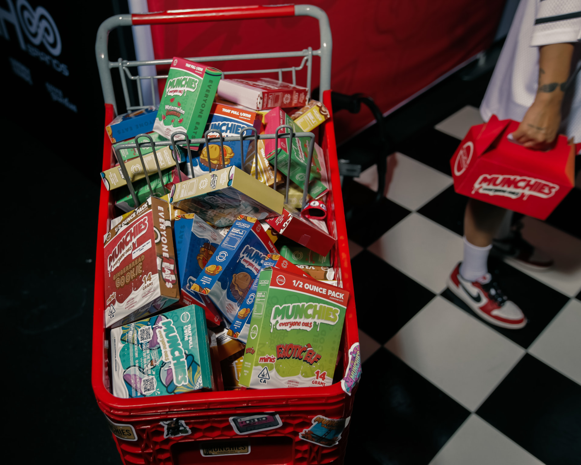 Cart loaded with the full product range for the floor walk